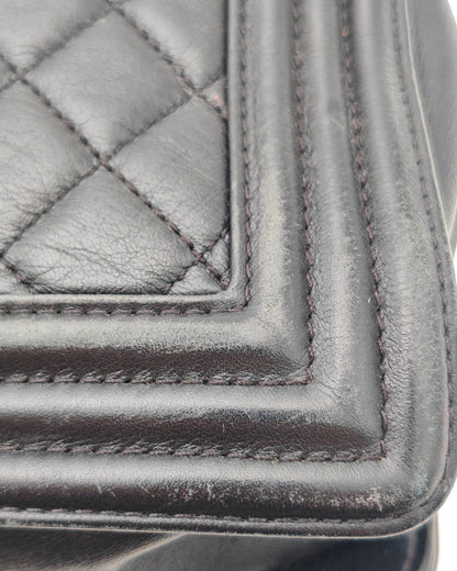 Chanel Boy Bag Large in Navy Quilted Calfskin with Ruthenium Hardware.