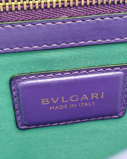 Bvlgari Serpenti Forever Shoulder Bag in Purple Smooth Leather with Gold Hardware