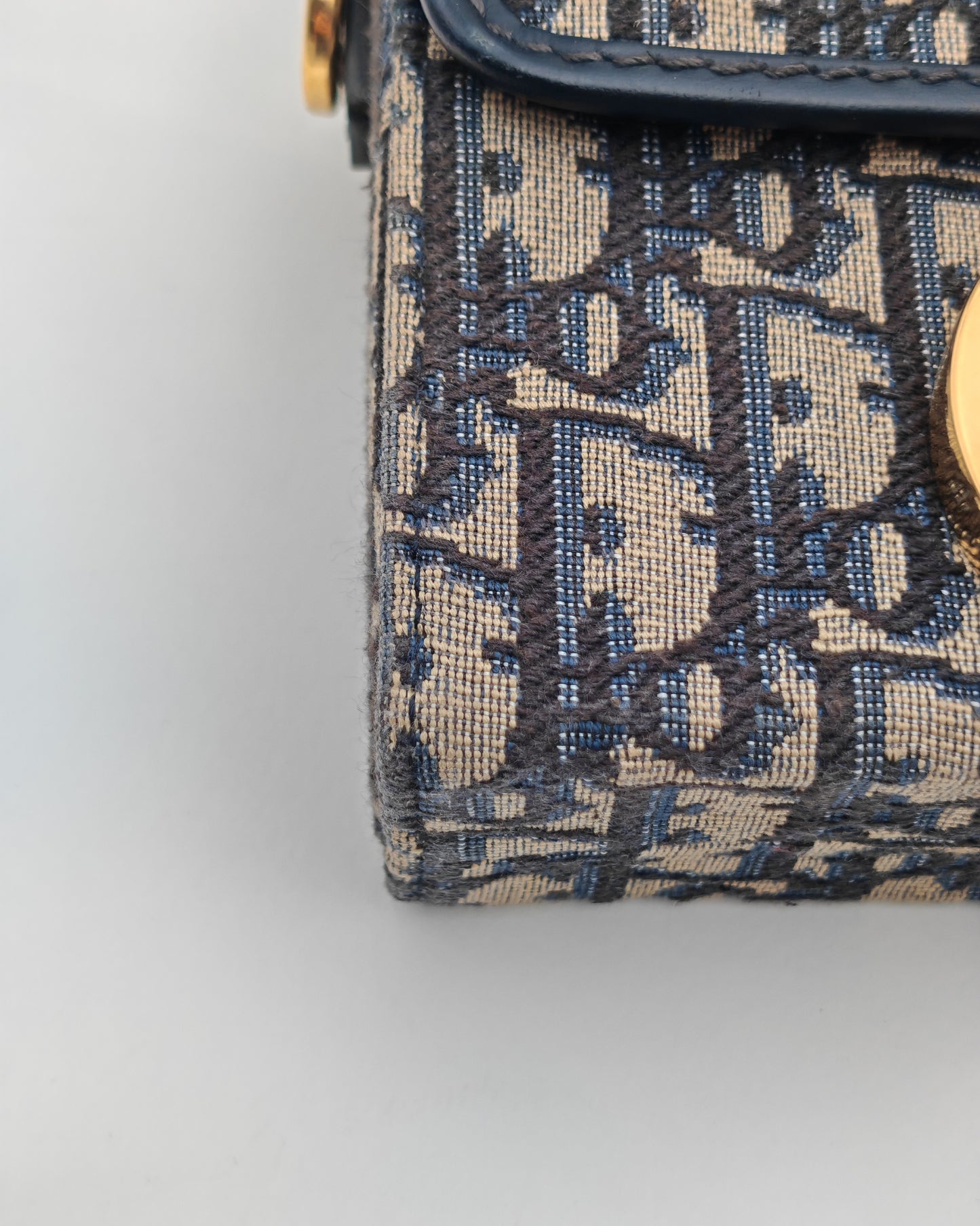 Christian Dior 30 Montaigne Box Bag in Blue Oblique Canvas with Gold Hardware