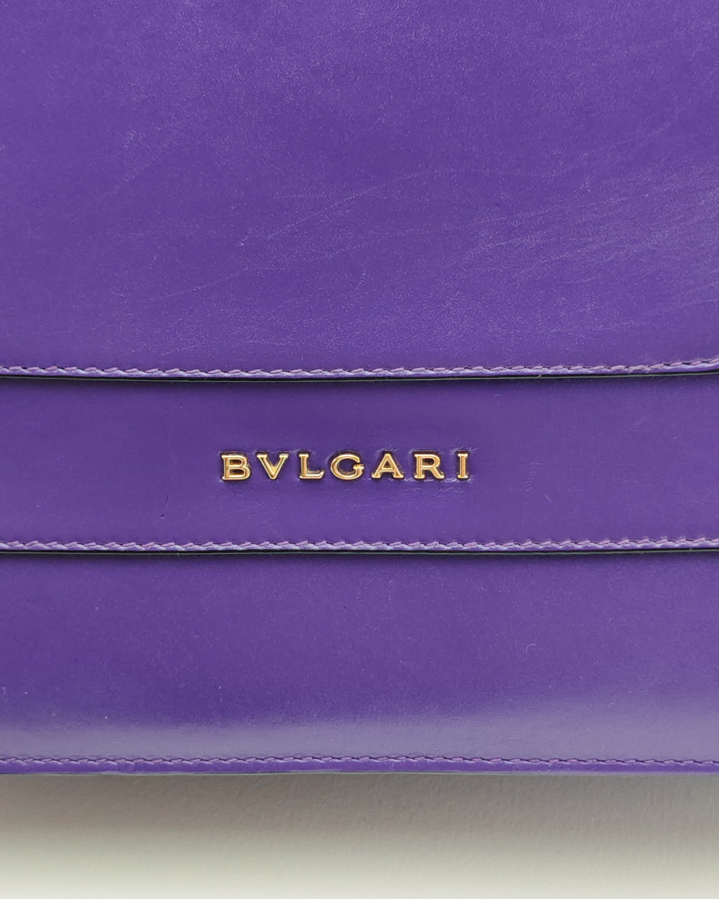 Bvlgari Serpenti Forever Shoulder Bag in Purple Smooth Leather with Gold Hardware