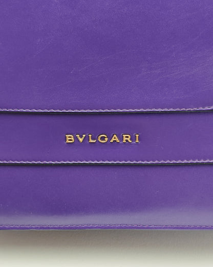 Bvlgari Serpenti Forever Shoulder Bag in Purple Smooth Leather with Gold Hardware