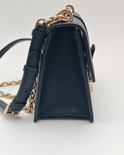 Christian Dior 30 Montaigne Bag in Black Grained Calfskin with Gold Hardware